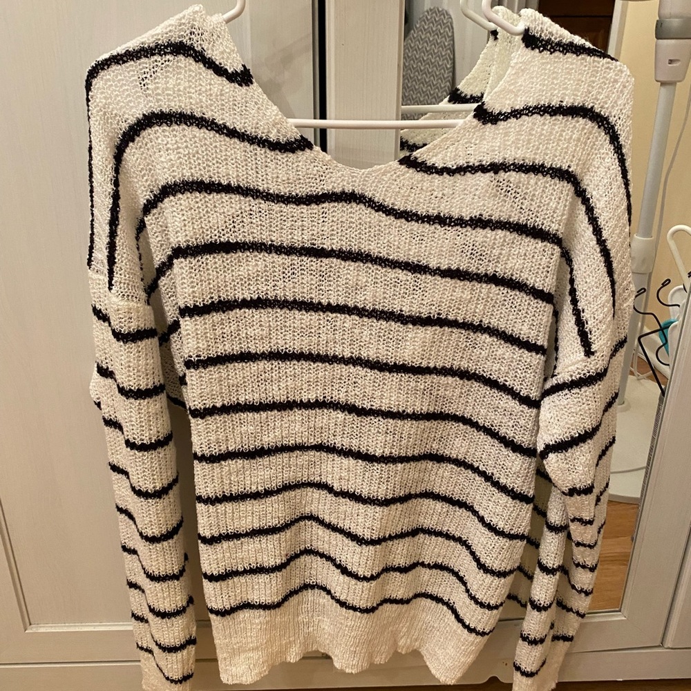 Off the shoulder plunge back sweater